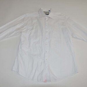 Thomas Pink Men's Herringbone Slim Fit Dress Shirt 17.5 - 35 French Cuffs White